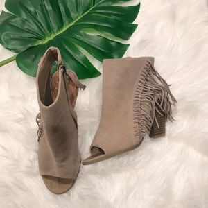 Fringe Booties • Tan Suede